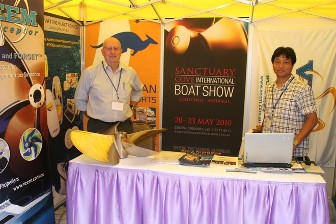 A slice of home in Hong Kong - marine rep, Paul Frampton displaying product from Veem and Marine Tech Industries, AIMEX and Sanctuary Cove Boat Show. © Jeni Bone
